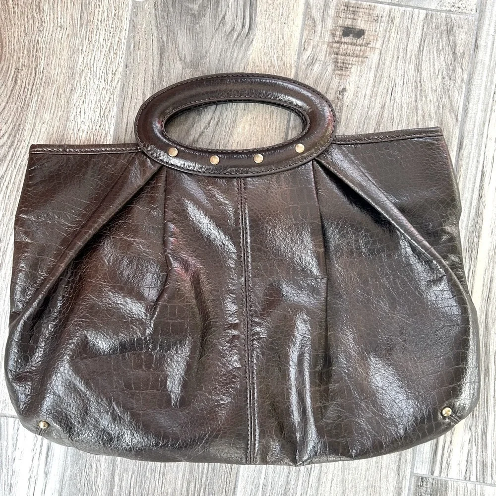 Ann Taylor Loft Crocodile Embossed Leather Handbag